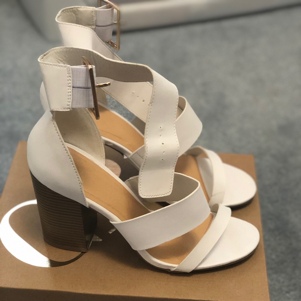 Cute white strappy heel